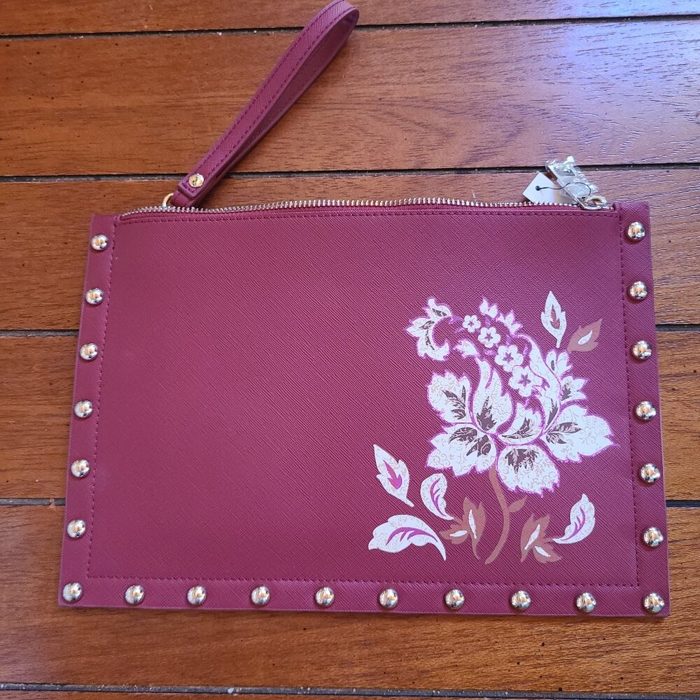 White House Black Market Pink Floral Studded Wristlet